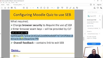 Configuring Moodle quiz to use SEB
