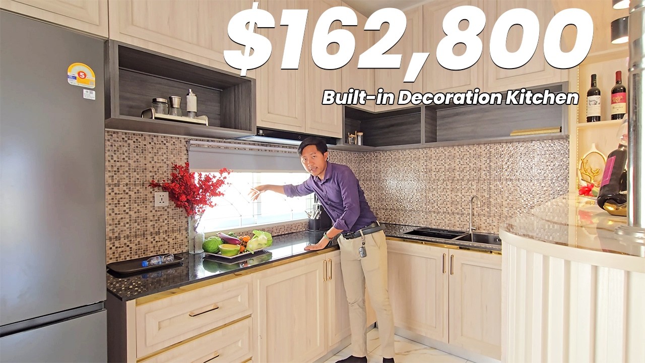 luxury villa tour in Phnom Penh, 4bedroom 4bathroom, $162,800 | Built-in Decoration Kitchen free