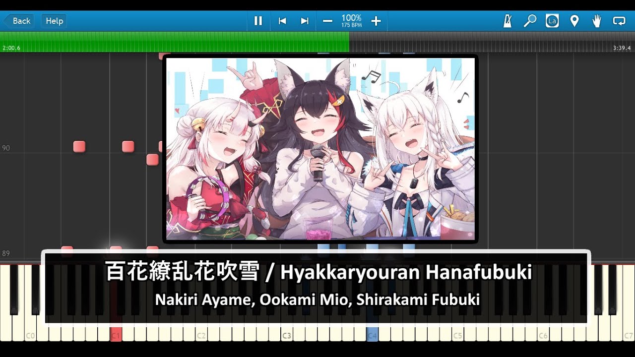 百花繚乱花吹雪 Hyakkaryouran Hanafubuki By Nakiri Ayame Ookami Mio Shirakami Fubuki ピアノ Piano Youtube