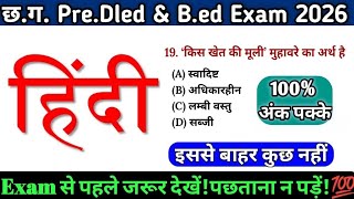 CG Pre D.El.Ed HINDI, CG VYAPAM B.Ed EXAM 2026 TODAY CLASS, D.Ed & B.Ed सामान्य हिंदी व्याकरण McQ#cg