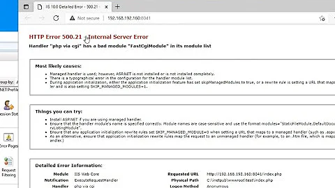 http error 500.21 - internal server error IIS Server Windows 2022