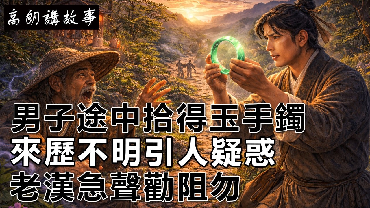 民間故事：男子途中拾得玉手鐲，來歷不明引人疑惑，老漢急聲勸阻勿戴｜高朗講故事