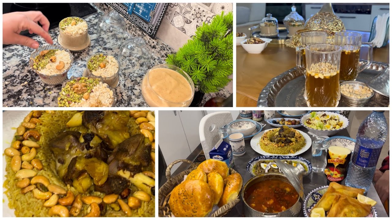 تحضير مائدة رمضان/روز بالفاكية/عصيدة البفريوة للسهرية