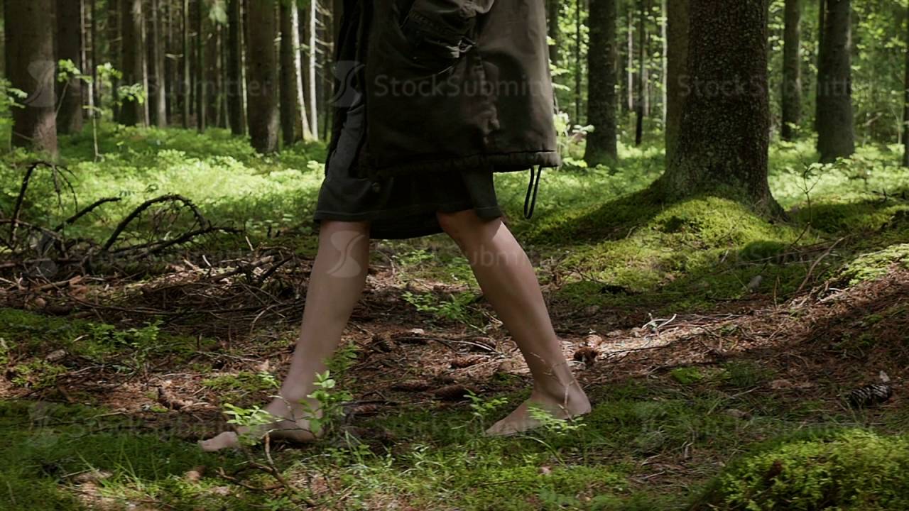 girl walks barefoot in the woods in a cloak - YouTube.