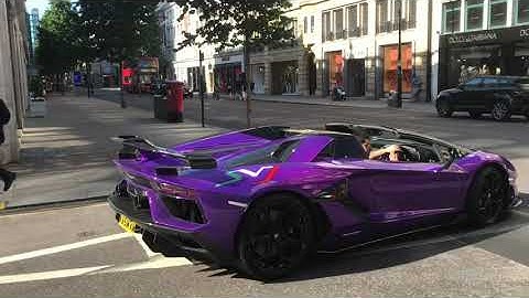 Lamborghini Aventador SVJ Exhaust Sound And Top Speed Acceleration | Supercars Of London 2020