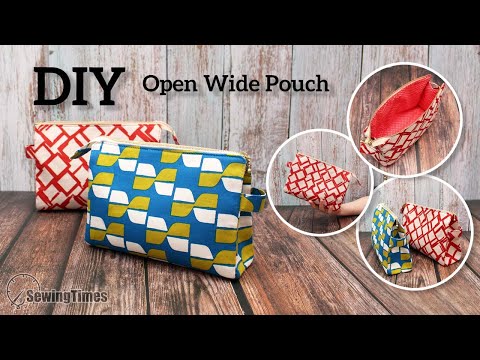 DIY <strong>Open</strong> Wide Pouch | Clutch Bag or Makeup Bag Sewing <strong>Tutorial</strong> [sewingtimes]