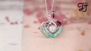 Silver Dancing Green Heart Necklace-Unique Mothers Day Gifts 2018