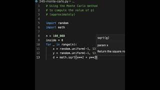 The Monte carlo method is a statistical method that allows to compute value of pi. Wealth