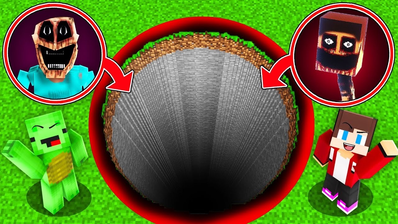 JJ and Mikey Found LONGEST SCARY MIMICS Tunnel Pit at Night in Minecraft - Maizen JJ and Mikey