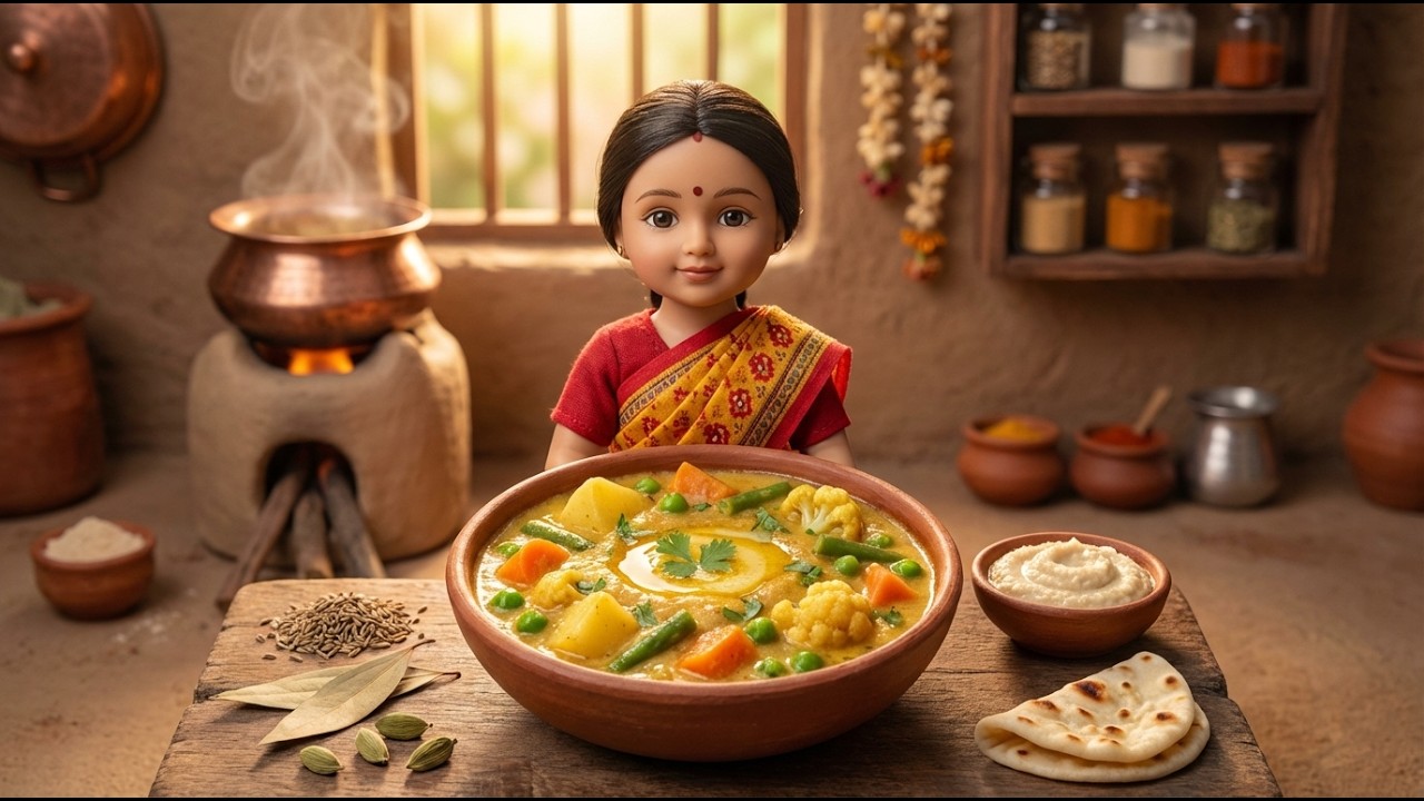 Miniature Doll Creamy Korma Curry ASMR 🍲🌶️ | Indian Village Kitchen | Tiny Desi Village