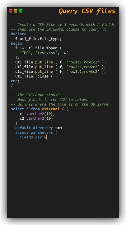 Query CSV files with inline external tables #SQL #oraclesql - YouTube