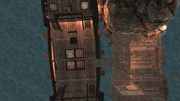 D&D Animated Encounter Battle Map - Cove Ship Night Gridless