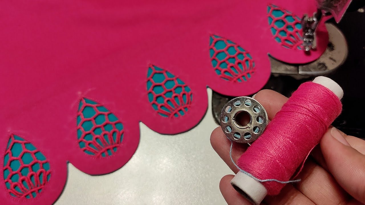 Cutwork Simple Sewing Machine 2023| Cutwork embroidery design for trouser sleeves and Kurti daman