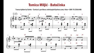 Notni Zapis Za Harmoniku Tomica Miljić - Batočinka