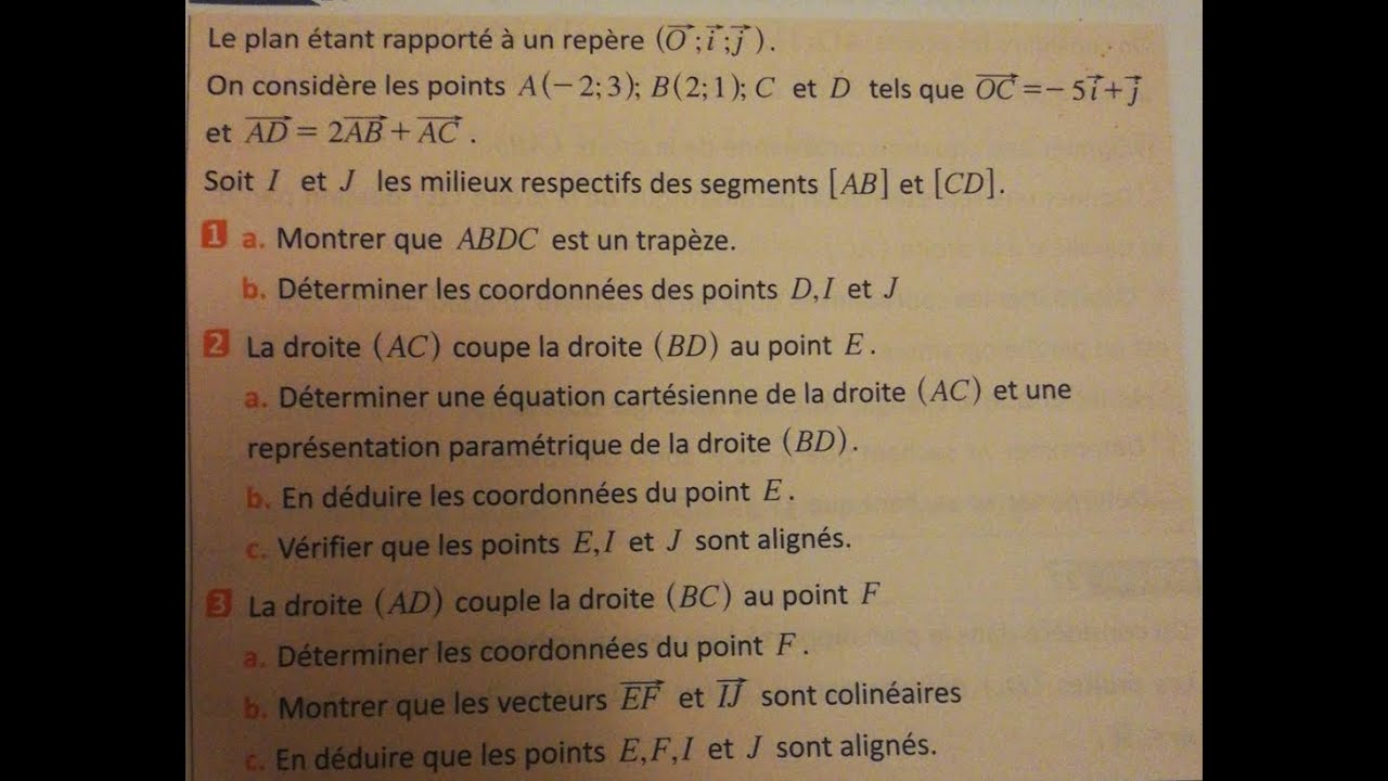 Maths tronc commun droite dans le plan preparation au controle الاستعداد للامتحان