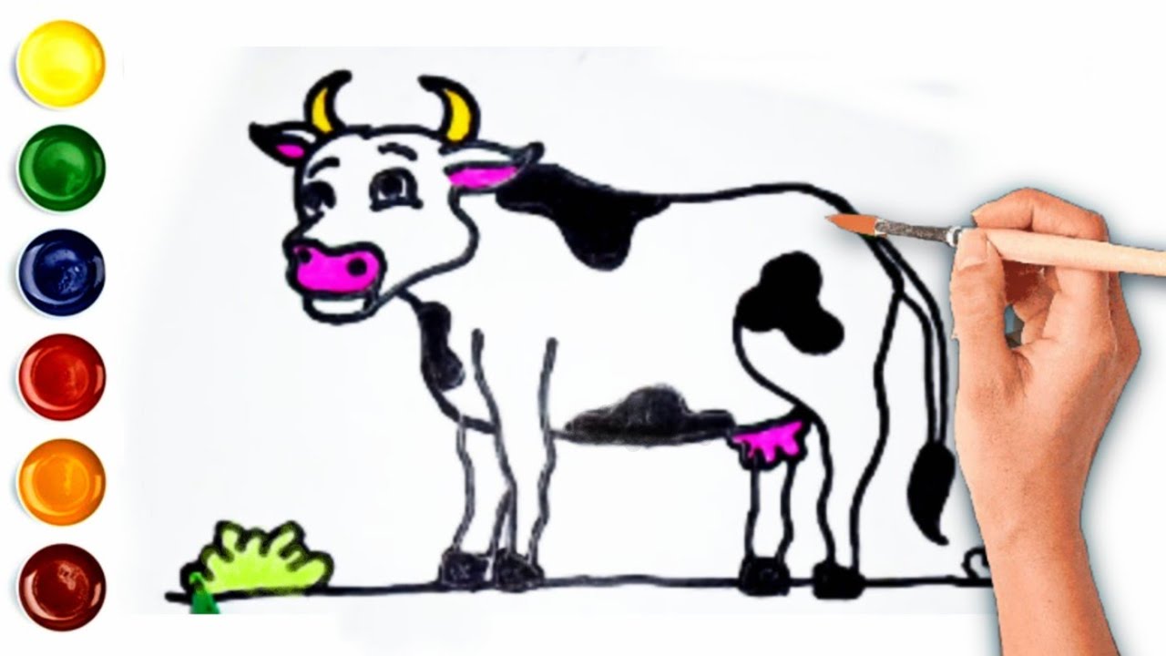 How to draw Cow step by step for beginners kids || cow drawing easy ...