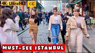 :  Galata Tower Besiktas Taksim Spice bazaar Walking tour 4K Video
