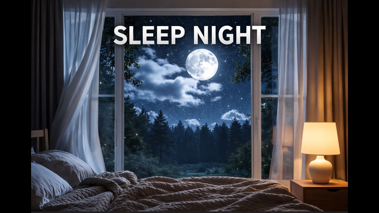 Moonlit Bedroom Night 🌙 Relaxing Sleep Ambience (2 Hours) #sleepsounds #moonlight #relaxingmusic