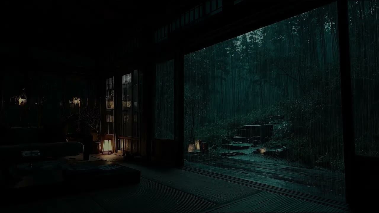 Gentle Rain Sounds at Night with Distant Thunder for Calm Focus, Meditation, and Deep Sleep