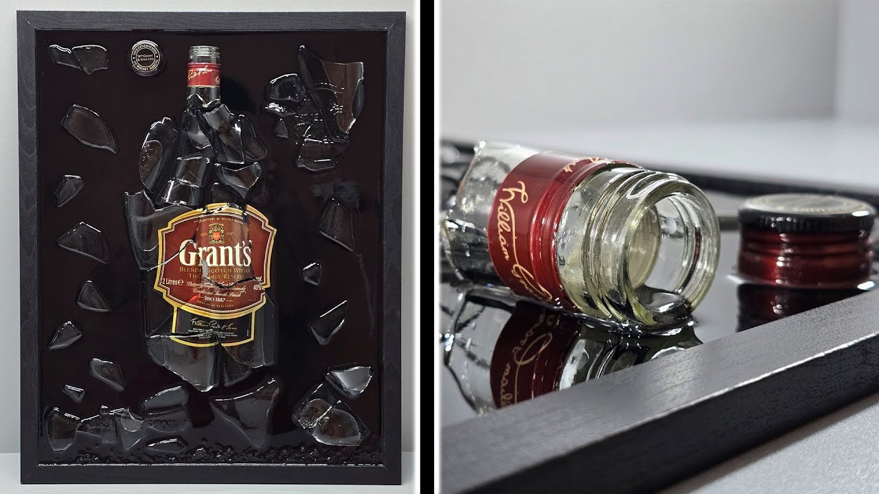 DIY Resin Art with Broken Glass Bottle