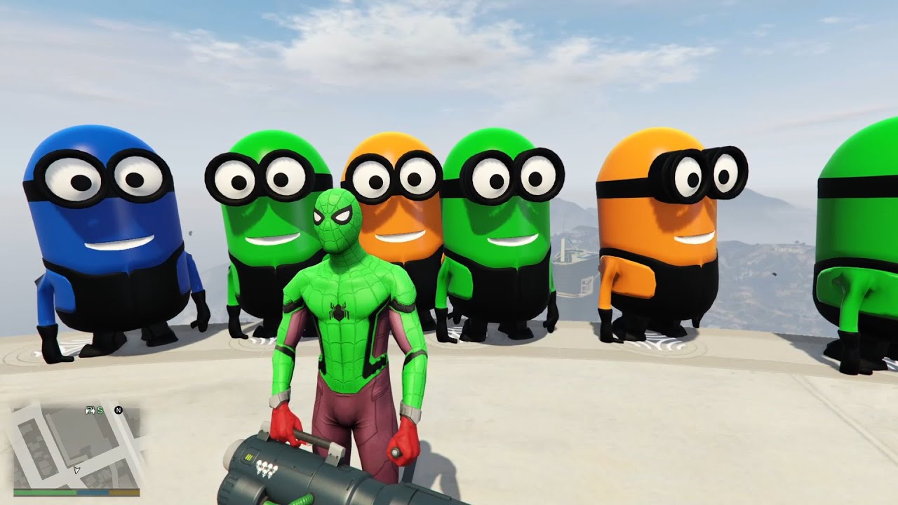 GTA 5 Epic Ragdolls RED SPIDERMAN VS RED MINION VS GREEN MINIONEuphoria Physics & Funny Fails ep 18