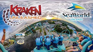 2019 VR 360 Kraken Roller Coaster On Ride Ultra HD 5K POV SeaWorld Orlando