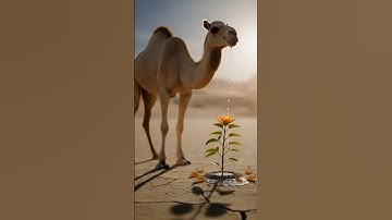 The camel saved the orange plant from drying out by watering it.😭#ai #tree #save #camel #shorts
