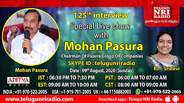 Special Live interview || Mohan Pasura || RJ Sreedevi ||TeluguNRIRadio