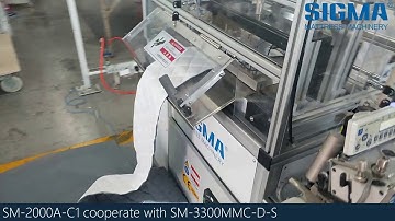 Mattress border double serge machine cooperate with border measure mark cut drill and seam machine.