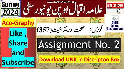 ⏩ AIOU Code 357 Solved Assignment No. 2 Spring 2024 || Subject: Health & Nutrition | Level: FA/I.Com