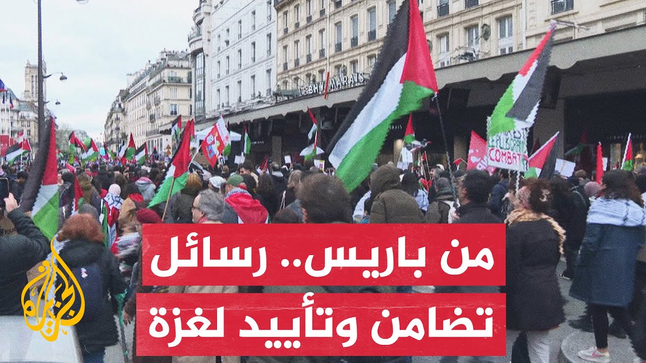 آلاف الفرنسيين يخرجون في باريس تضامنا مع الشعب الفلسطيني