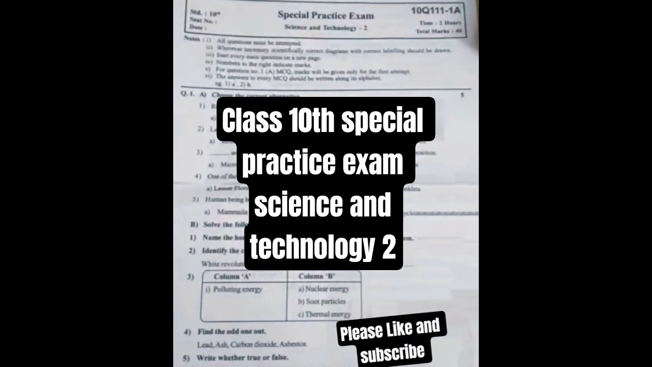 class 10th special practice exam science and technology  2  
