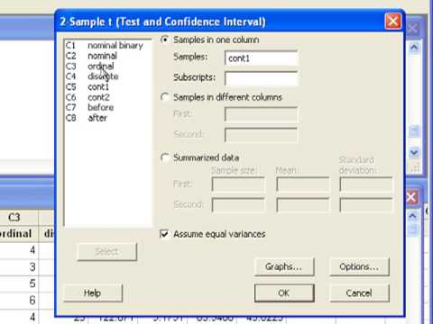 10 Inference for Two Independent Means in Minitab (pooled or unpooled)