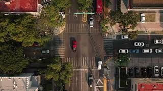 busy intersection aerial view