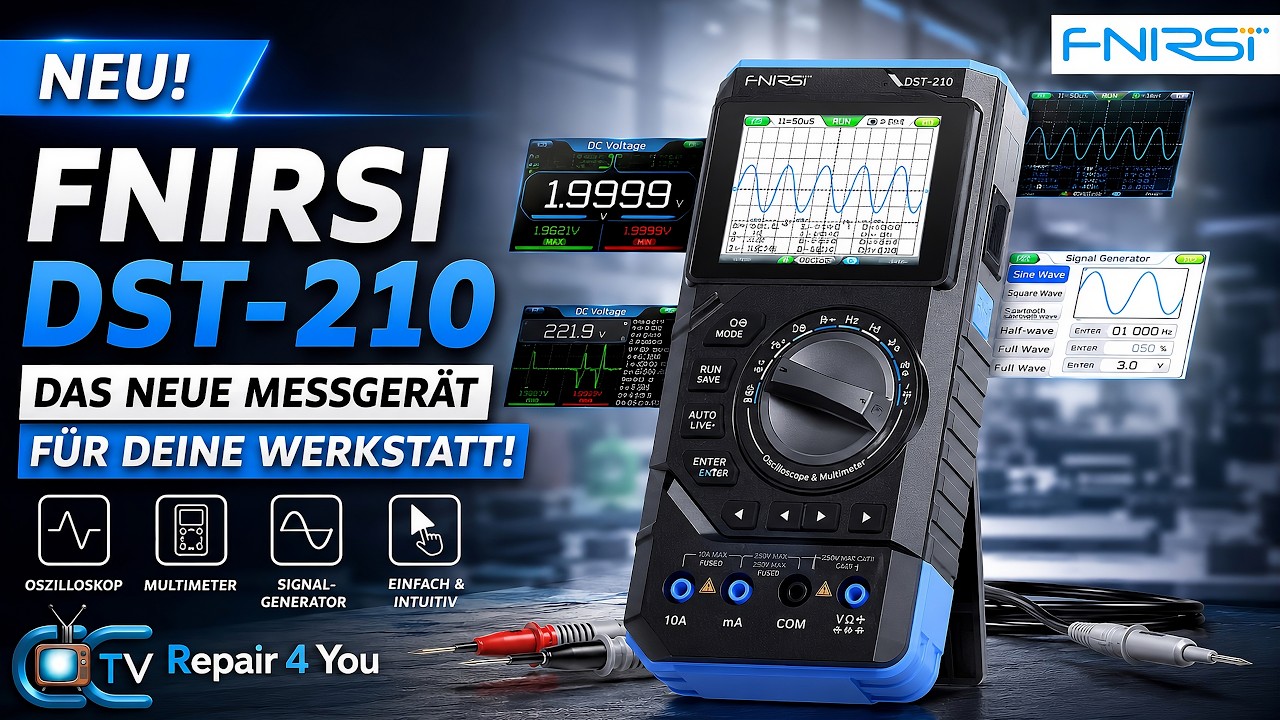 FNIRSI DST-201 / DST-210 3-in-1 Oszilloskop, Multimeter, Signalgenerator – 20 MHz