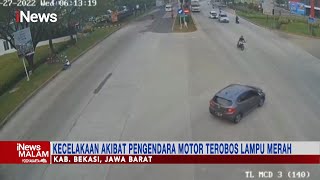 Detik-detik Kecelakaan Motor Vs Mobil di Bekasi Terekam CCTV #iNewsMalam 28/07