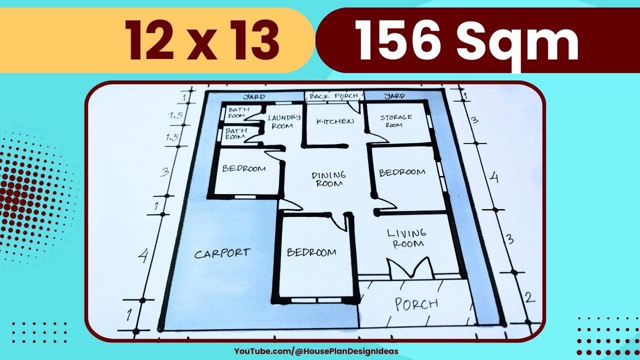 156 square meter House Plan Design 12x13 meters 3 Bedroom - YouTube