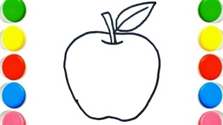 How To Draw Cute Apple Drawing Painting  Coloring For Kids And Toddlers  Child Art 