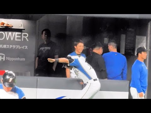 ＜2018.6.13阪神戦3回裏1アウト、ランナーなし＞大田泰示(センターへのツーベースヒット)⇒近藤健介(四球)⇒中田キャプテン(センターへ先制タイムリーヒットを放つ！)