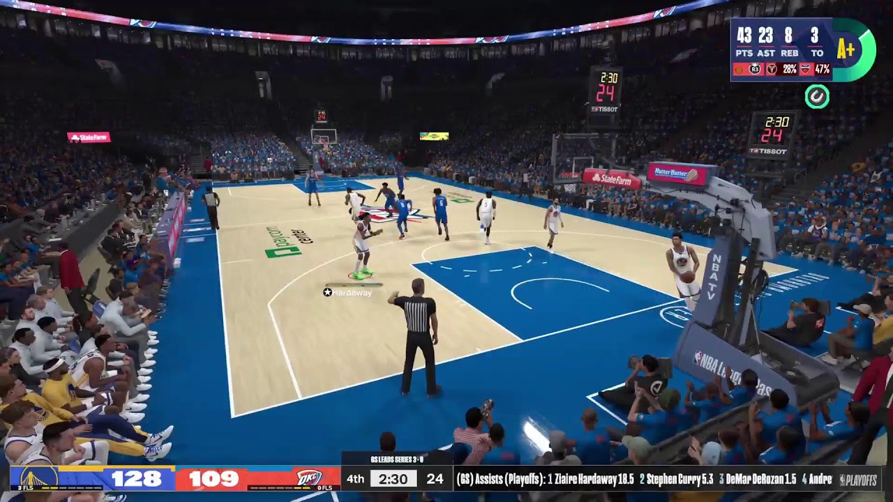 WARRIORS THUNDER 2025 PLAYOFFS🔥 Round 2 Game 4 GSW Lead 30🔥