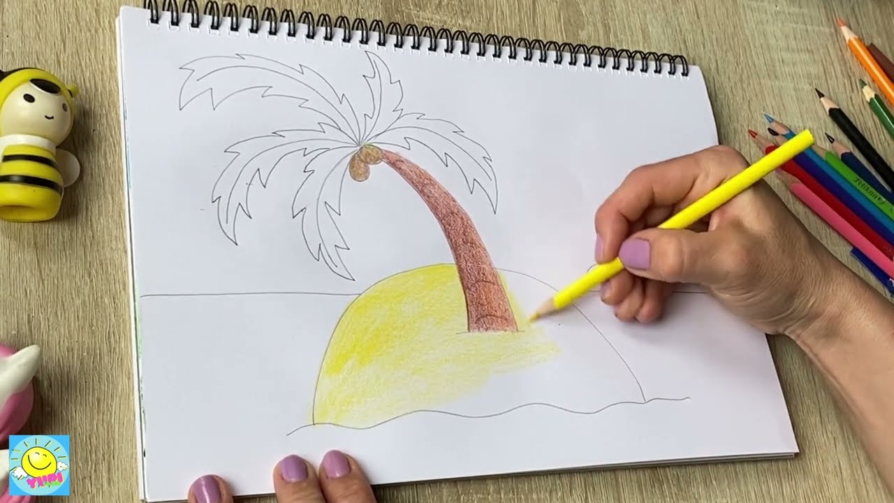 Ζωγραφική τοπίου βήμα βήμα / Νησί με φοίνικα / Νηπιαγωγειο-Δημοτικό ...