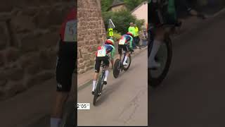 Close call for Seixas 🫣😱#tdf2026 #cycling #fall #race #timetrial #tourauvergnerhonealpes
