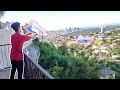 Throwing Paper Airplanes down Hollywood Hills