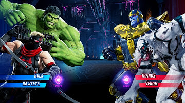 Hulk & Hawkeye vs Thanos & Venom (Very Hard) Marvel vs Capcom | 4K UHD Gameplay