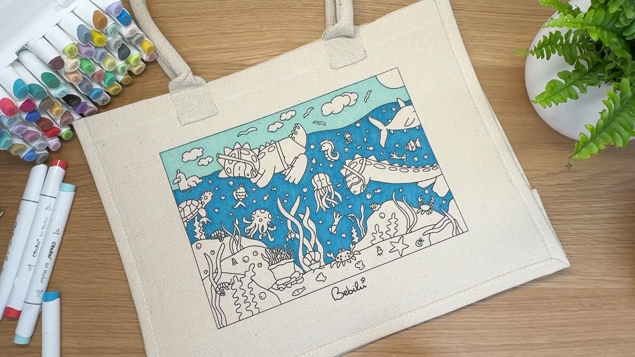 La mia borsa di tela estiva da colorare é arrivata! 🎨 VLOG 🦖 Colorazione in ASMR
