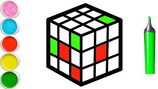 Bolalar uchun Rubik kubogi rasm chizish/Drawing Rubik for children/Рисование Кубик Рубика для детей