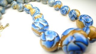 Making of Blue rose beads with Polymer clay / オーブン樹脂粘土を使った青いバラのビーズの作り方