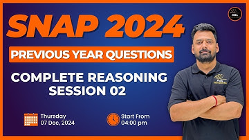 SNAP 2024 | Complete Reasoning PYQs Session 02 | Mukesh Sir | MBA Pathshala #snap2024