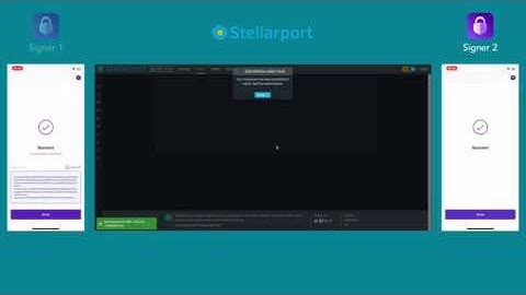 Stellarport and two Vault signers. Sending tokens and confirming the transaction