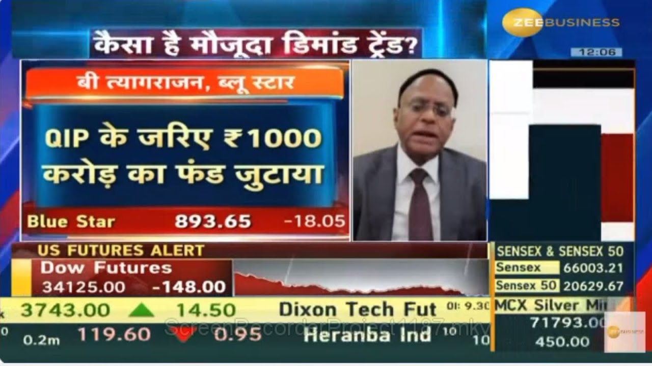 Mr B Thiagarajan, MD, Blue Star - Zee Business - QIP of Rs 1000 cr and plans for future
